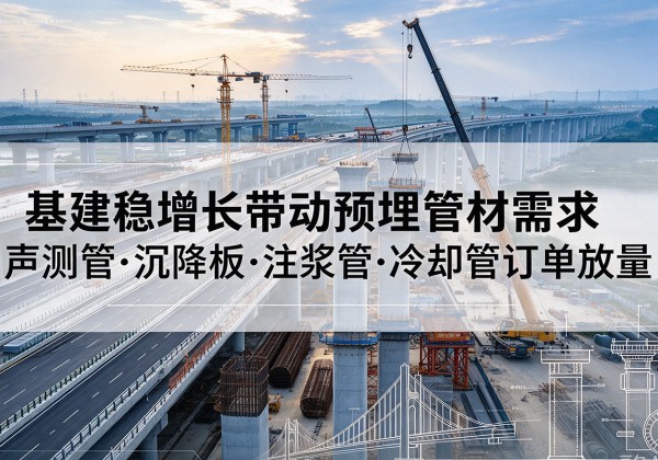 张店基建稳增长带动预埋监测管材需求，声测管、沉降板、注浆管订单持续放量